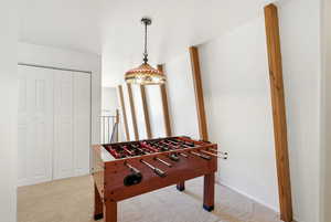 Playroom with light colored carpet