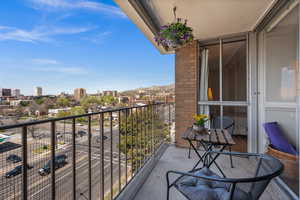 Balcony featuring a northern view of city