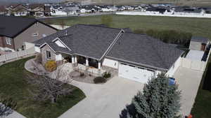 Aerial perspective of suburban area