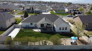Aerial perspective of suburban area