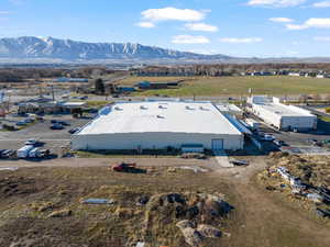 Drone / aerial view of a mountain backdrop
