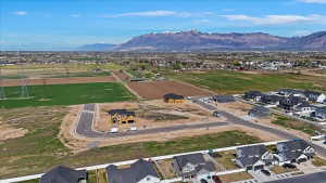 Aerial perspective of suburban area with mountains