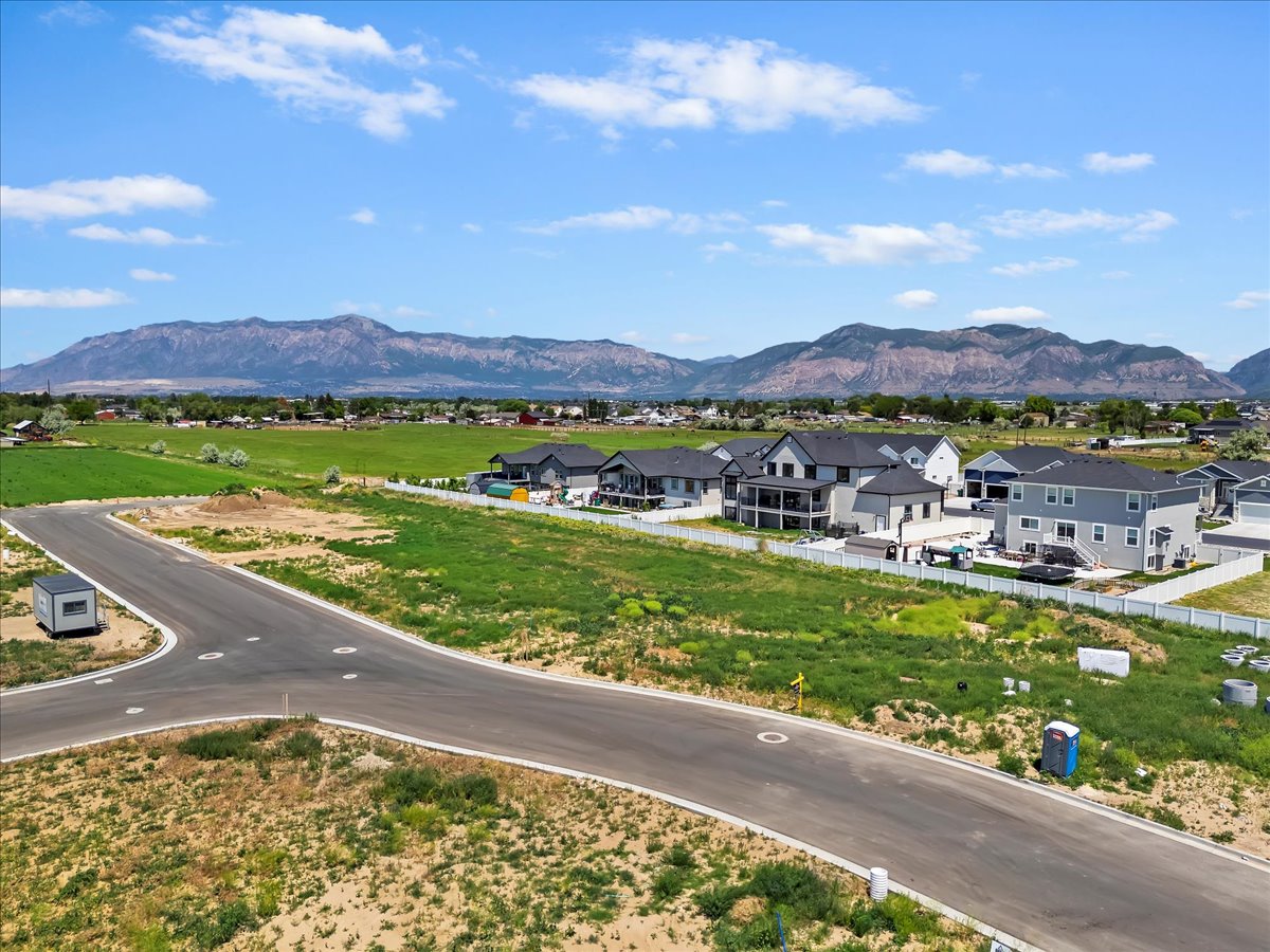 View of mountain background with nearby suburban area