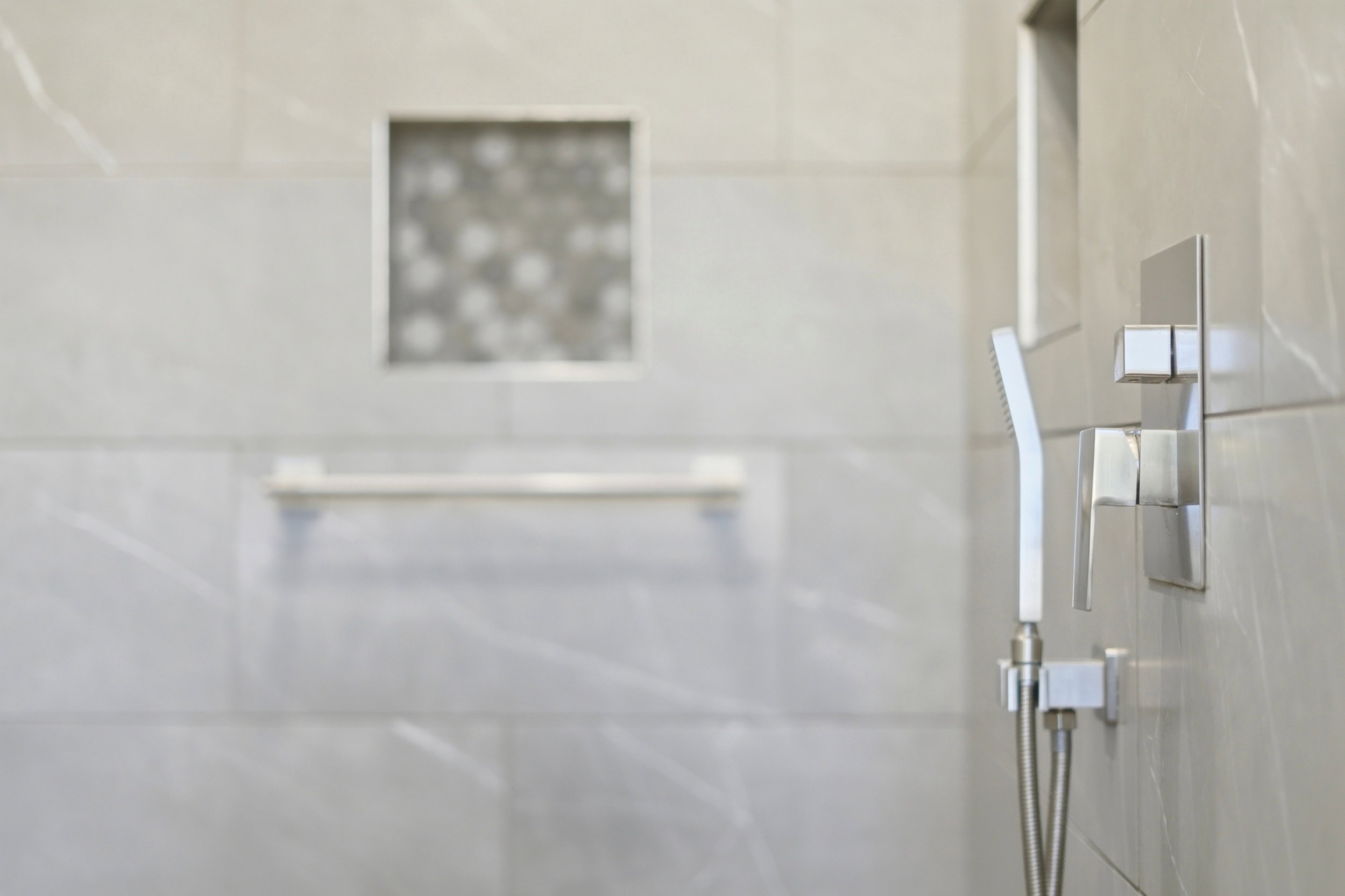 Bathroom view of a shower stall