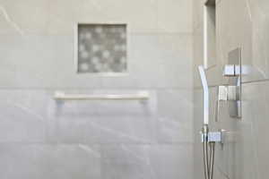 Bathroom view of a shower stall