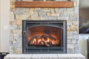 Detailed view of a stone fireplace