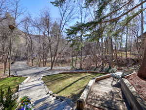Walkway from lower level french doors