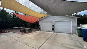 View of detached garage