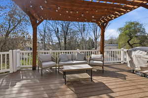 Deck with outdoor furniture and grilling area