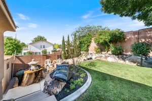 View of fenced backyard