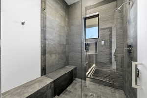 Bathroom with a tile shower