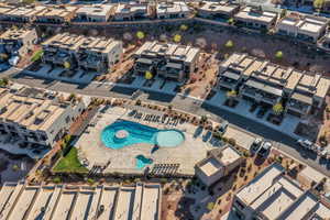 Aerial view of a pool