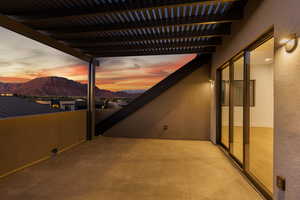 Hall featuring a mountain view