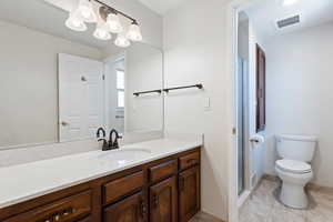 Full bathroom featuring vanity and a stall shower
