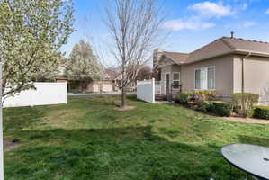 View of yard with a deck