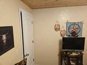 Detailed view of wood ceiling