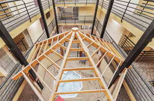 Staircase with a high ceiling