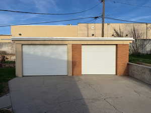 View of detached garage