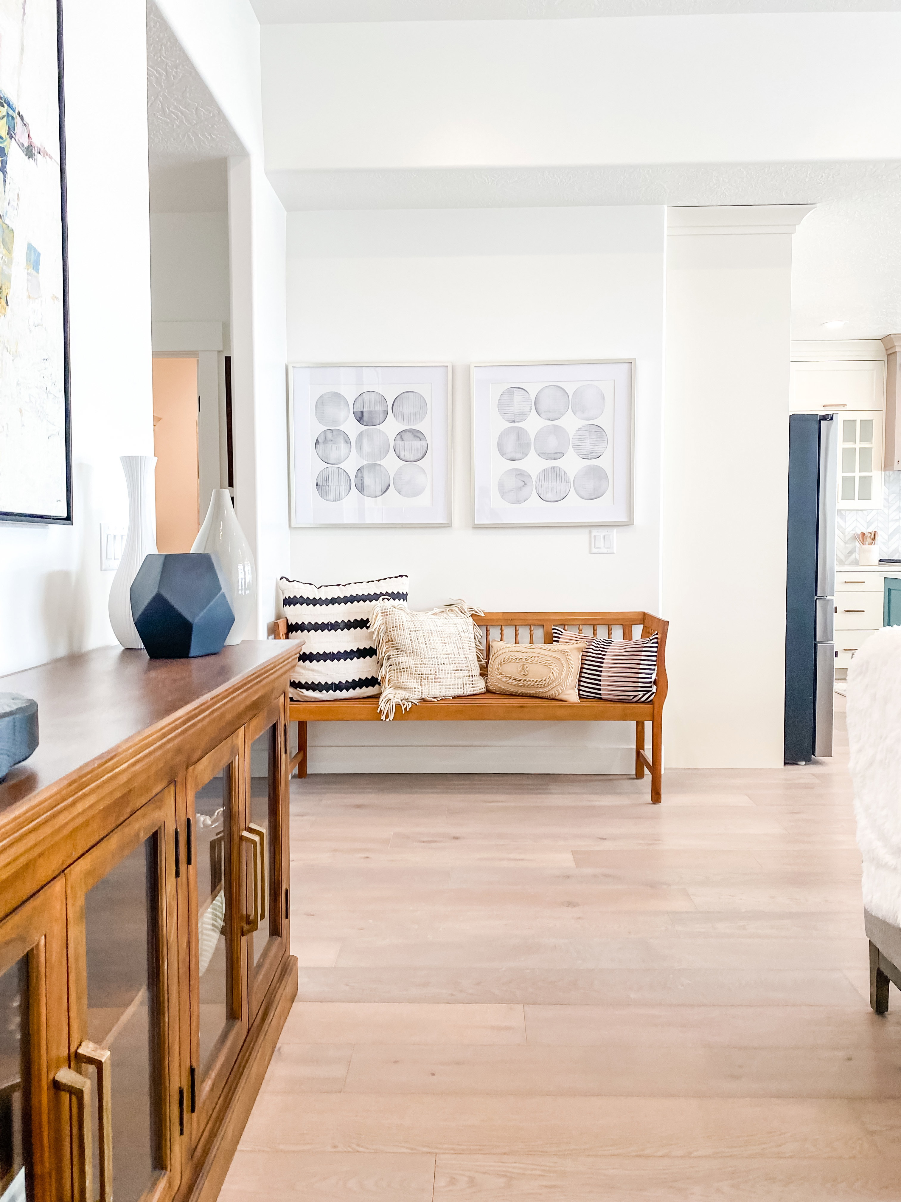 Hall with light wood-style flooring