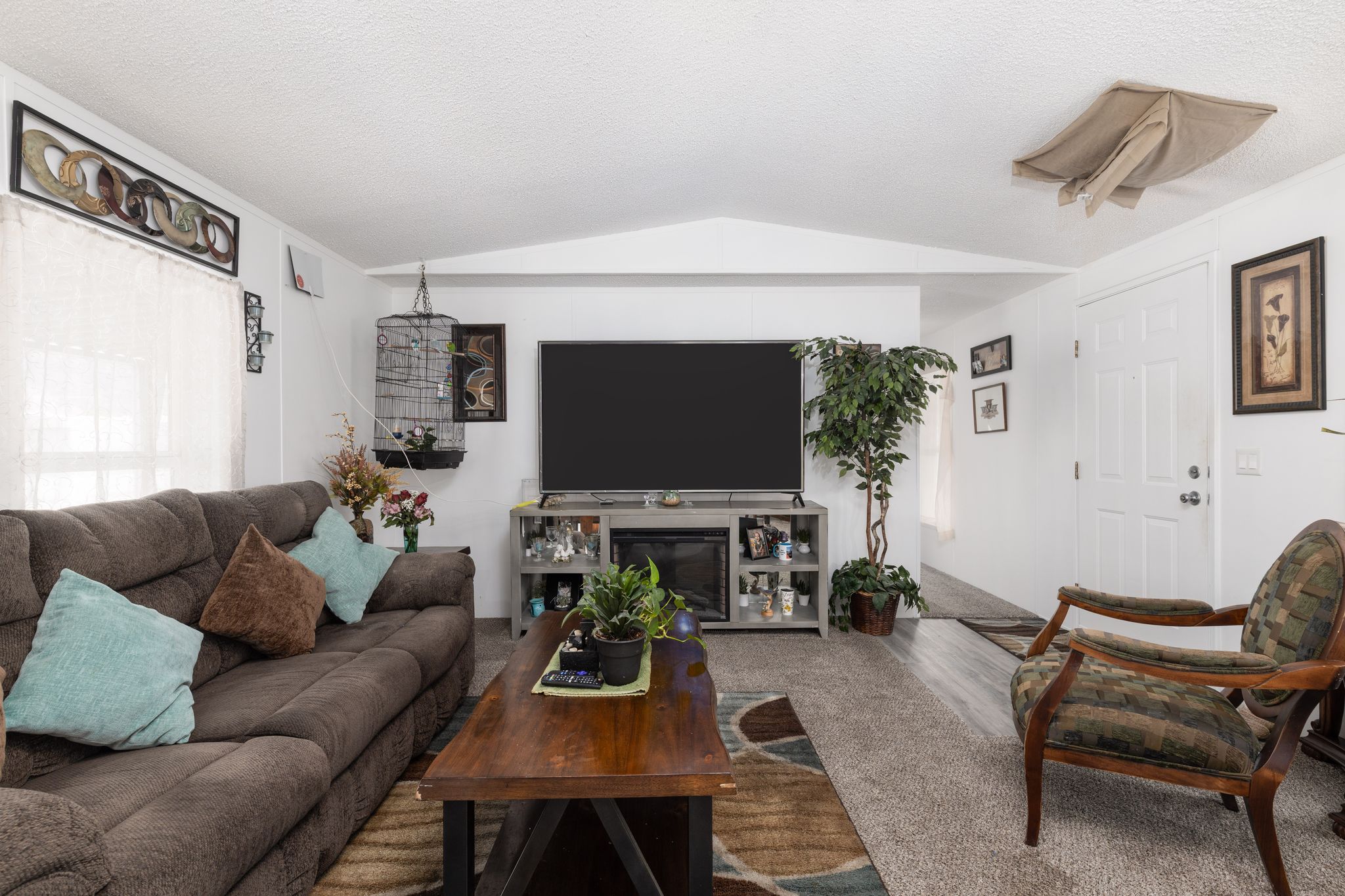 Living room with wood finished floors