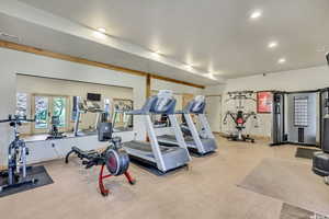 Gym featuring recessed lighting