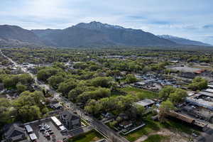 Aerial view of a mountainous background