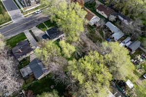Aerial perspective of suburban area