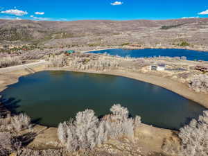 Drone / aerial view of a water and mountain view
