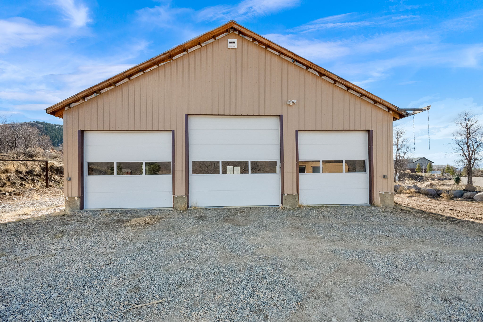 View of detached garage