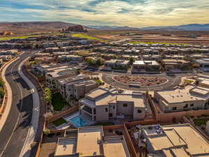 Drone / aerial view of a mountainous background