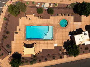 Bird's eye view of a pool area