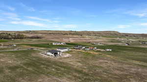 Aerial overview of property's location with rural landscape