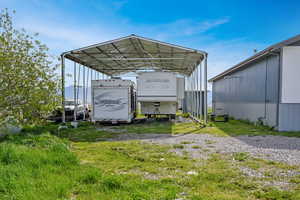 North side of shop showing the covered RV parking