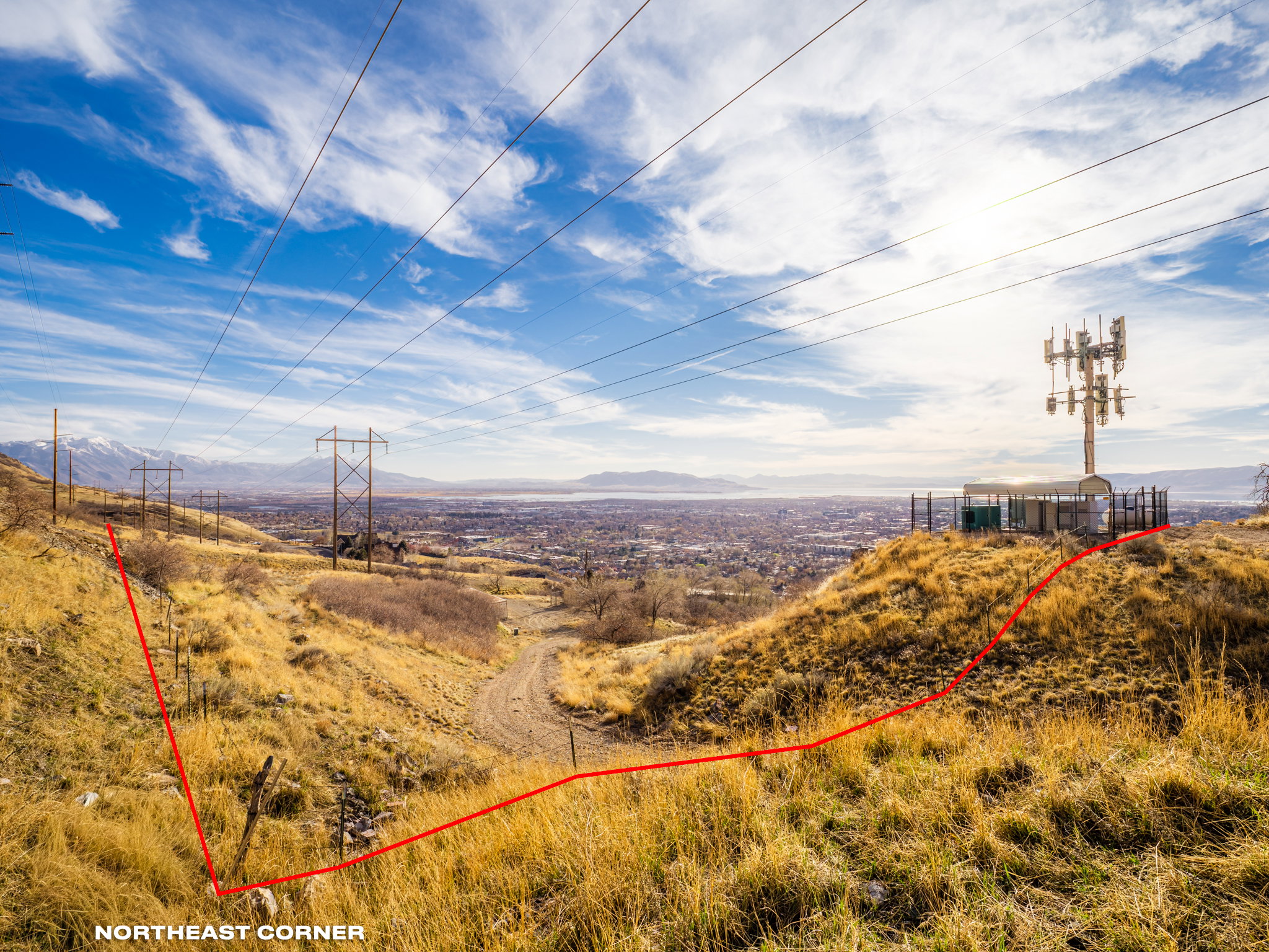 Drone / aerial view of a mountainous background