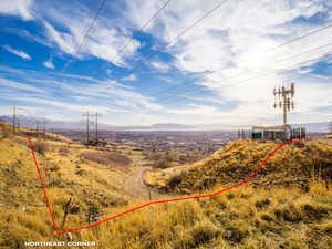 Drone / aerial view of a mountainous background