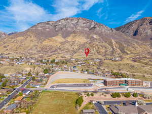 Aerial view of a mountainous background