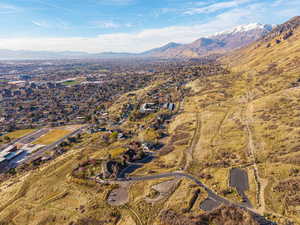 Bird's eye view of a mountain backdrop