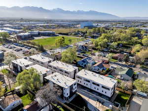 Drone / aerial view of a mountainous background