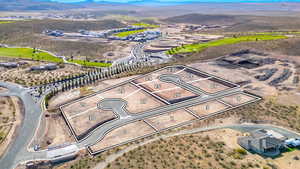 Drone / aerial view of a mountainous background