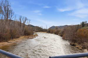 Water view with a mountainous background
