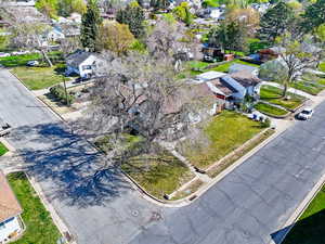 Aerial perspective of suburban area