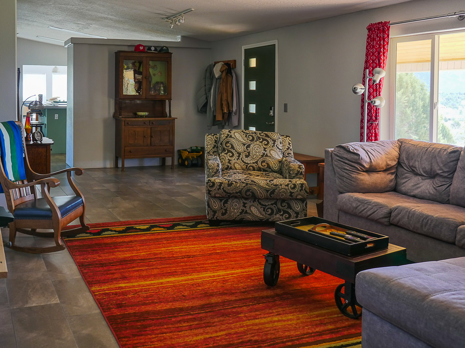 Living room featuring a textured ceiling