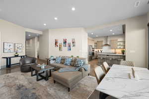 Living room with recessed lighting