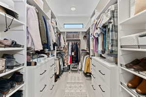 View of walk in closet