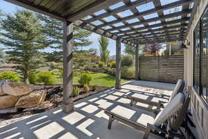 View of patio featuring a pergola