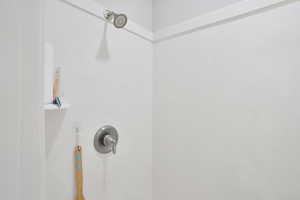 Bathroom view of a shower