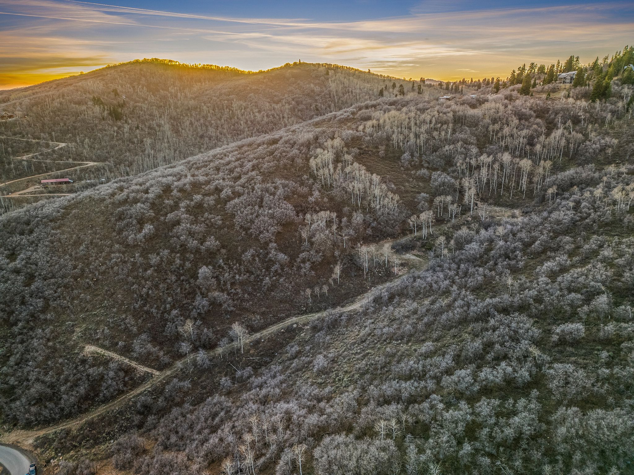 Nature at dusk featuring a mountain view