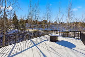 View of snow covered deck