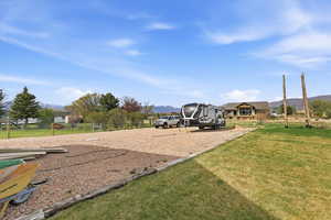 View of large outdoor parking area