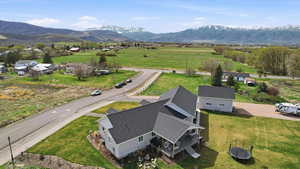 Drone / aerial view of a mountain backdrop